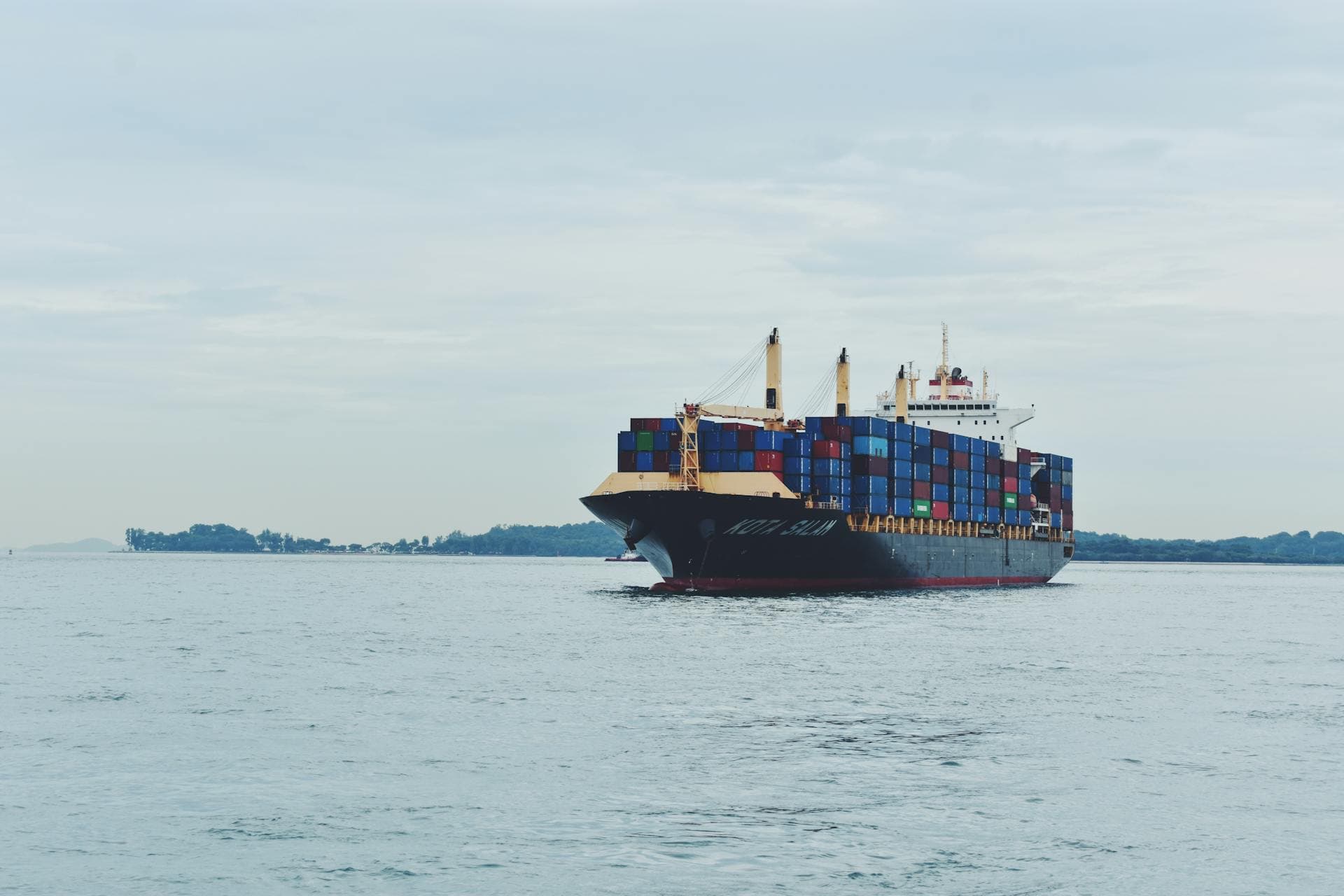 Cargo port with ships